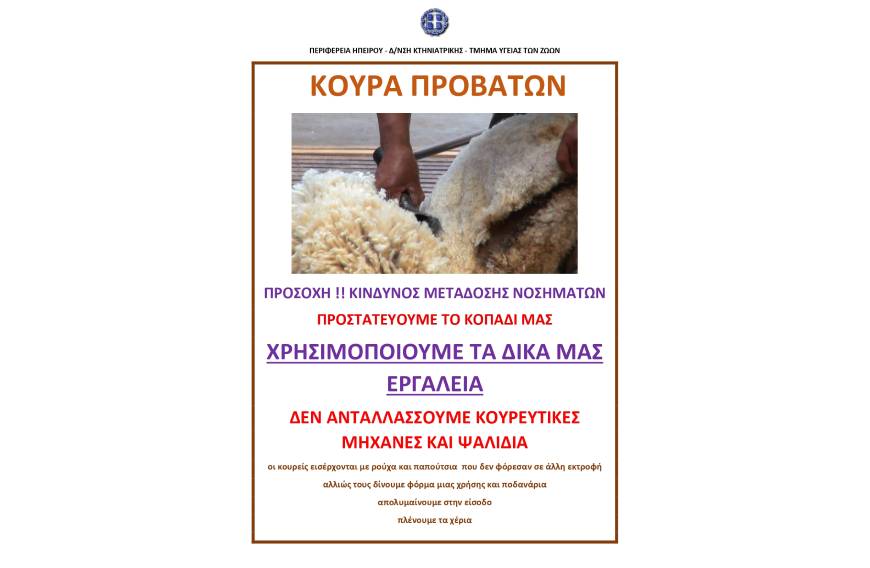 Οδηγίες για μέτρα βιοασφάλειας κατά την κουράτων ζώων και αποτροπή της διασποράς νοσημάτων